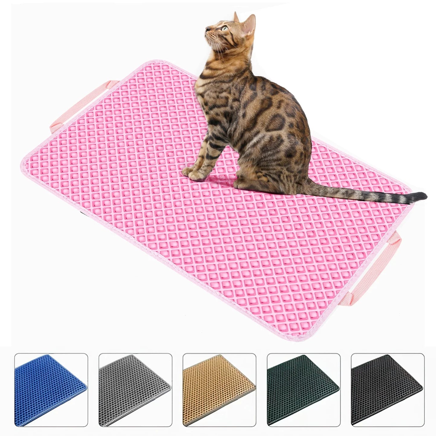 Double Layer anti Tracking Waterproof Cat Litter Trapping Mat Pink